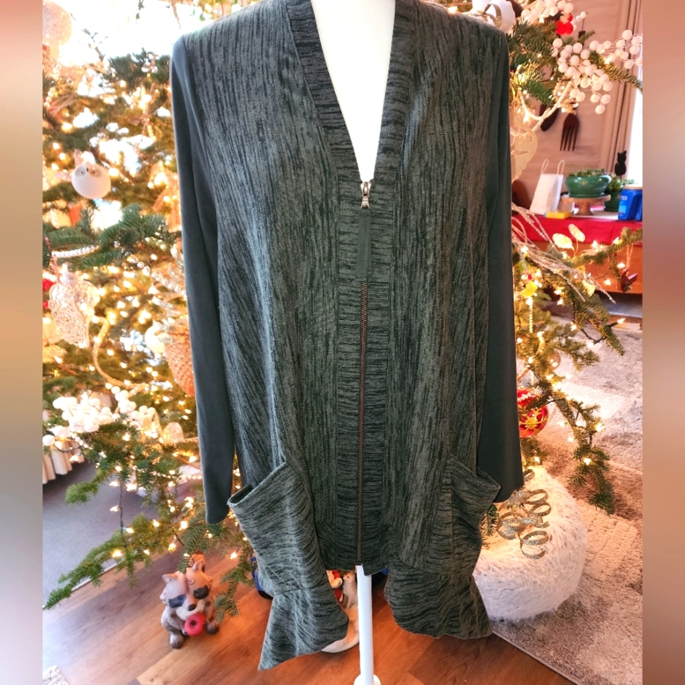 LOGO Lori Goldstein tunic jacket Large olive